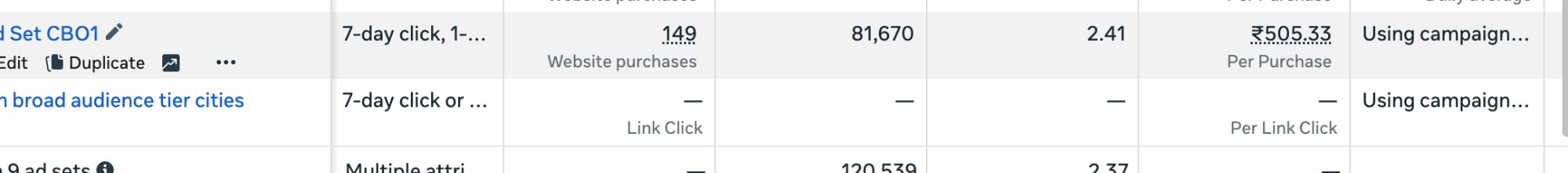 CBO campaign 149 purchases at Rs 505 each